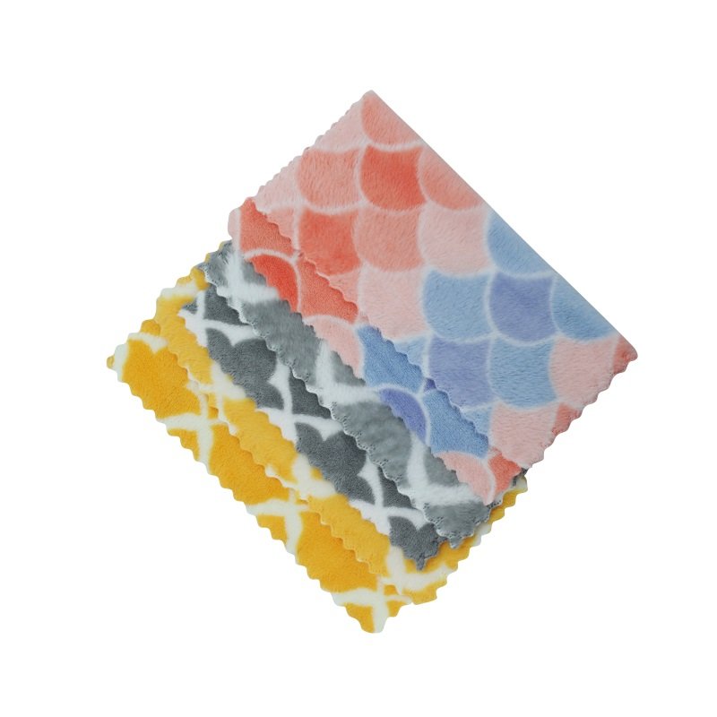 soft microfiber towel cleaning cloth Multi functional small handkerchief Printed flannel dishwashing towel
