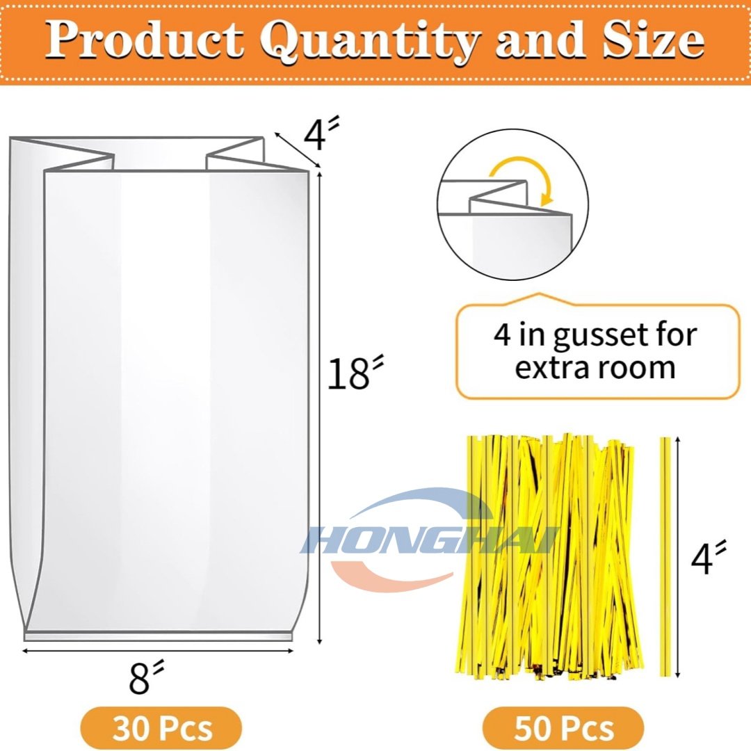 ead Bags with Ties, ,Adjustable Reusable Plastic Bread Bags, Bread Loaf Bags for Home Bakers and Bakery Owners