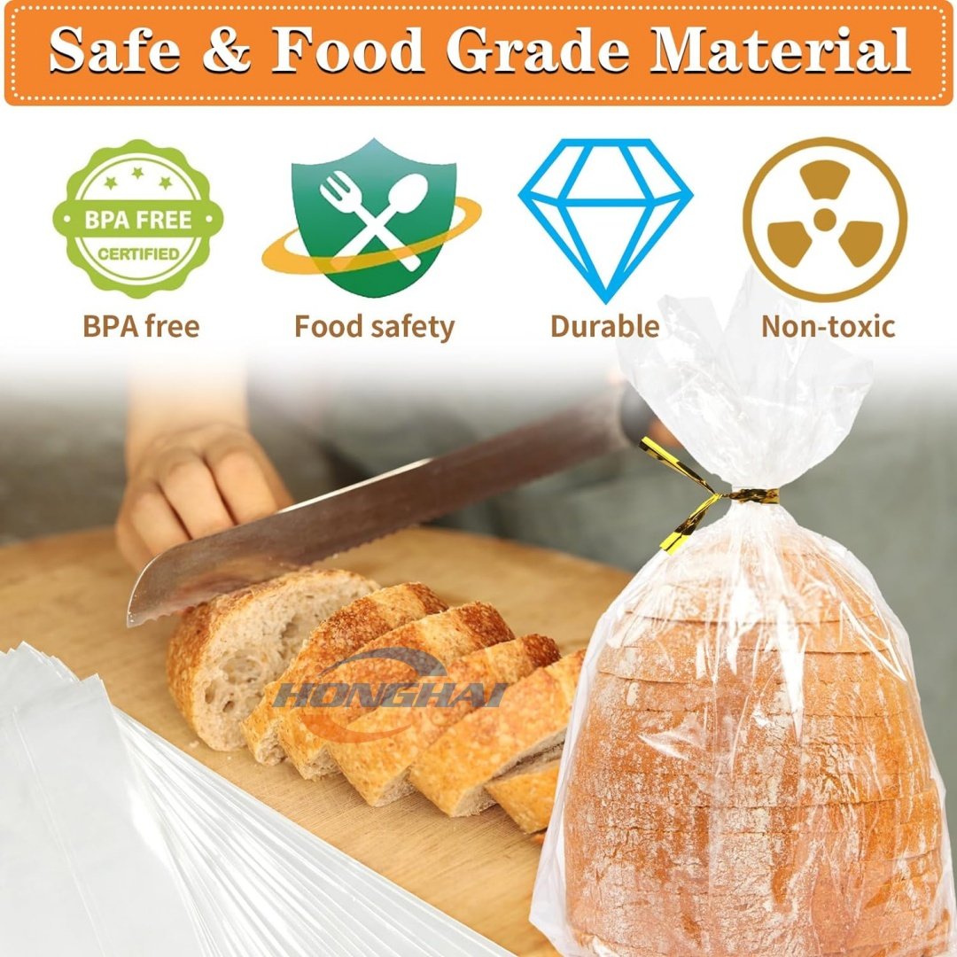 ead Bags with Ties, ,Adjustable Reusable Plastic Bread Bags, Bread Loaf Bags for Home Bakers and Bakery Owners
