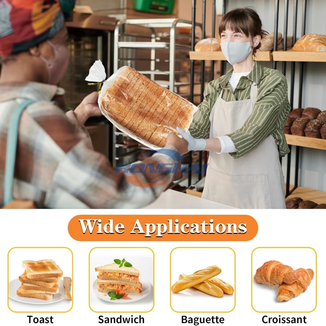 ead Bags with Ties, ,Adjustable Reusable Plastic Bread Bags, Bread Loaf Bags for Home Bakers and Bakery Owners