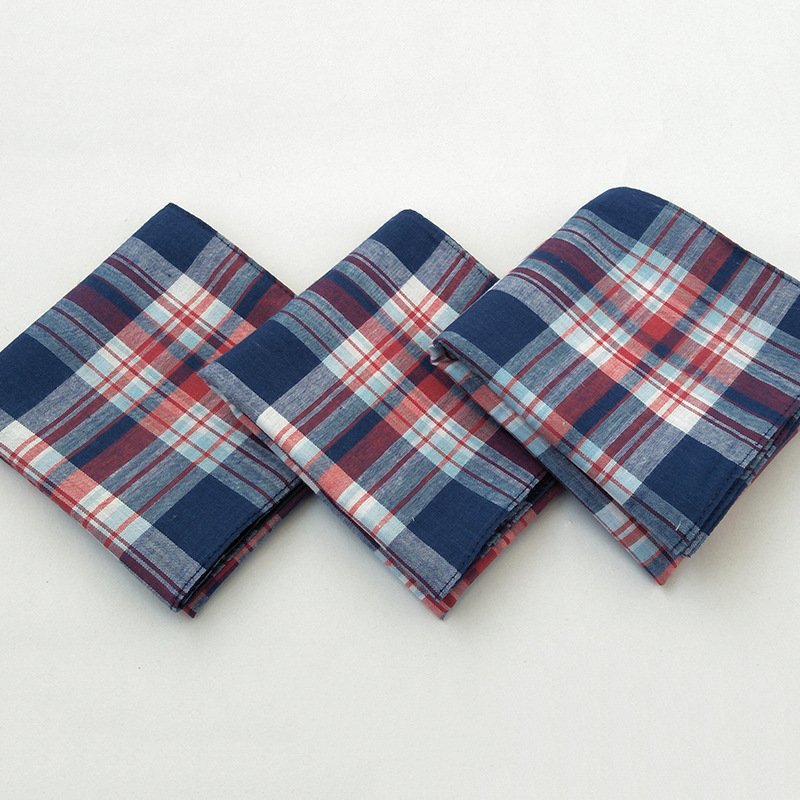 plaid striped 100% cotton handkerchief for daily