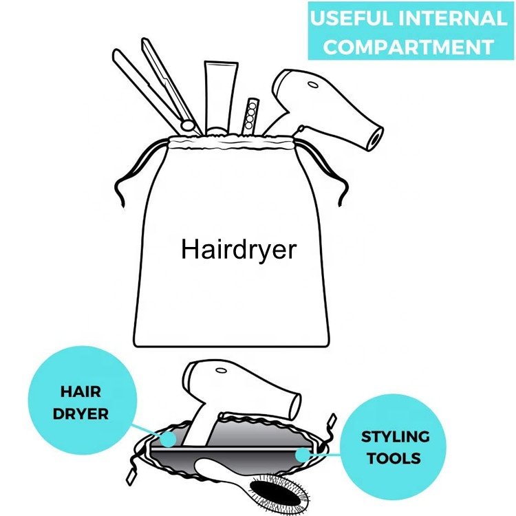 Customized Size Travel Bag Container Hairdryer Bags Drawstring Storage Organizer New Travel Hair Dryer Bags for Styling Tools