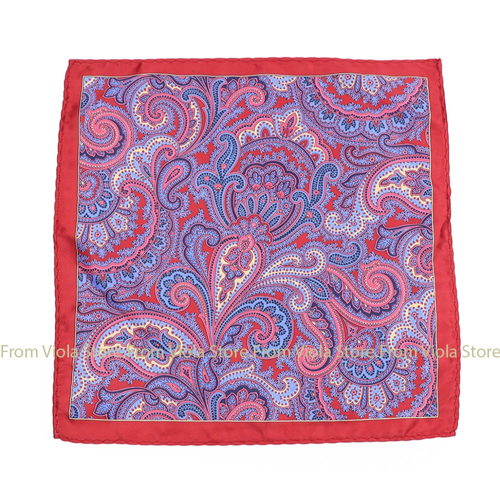 56 Color Vintage Print Floral Paisley 24cm Pocket Square Polyester Handkerchief Wedding Daily Suit Tie Hankie Men Gift Accessory