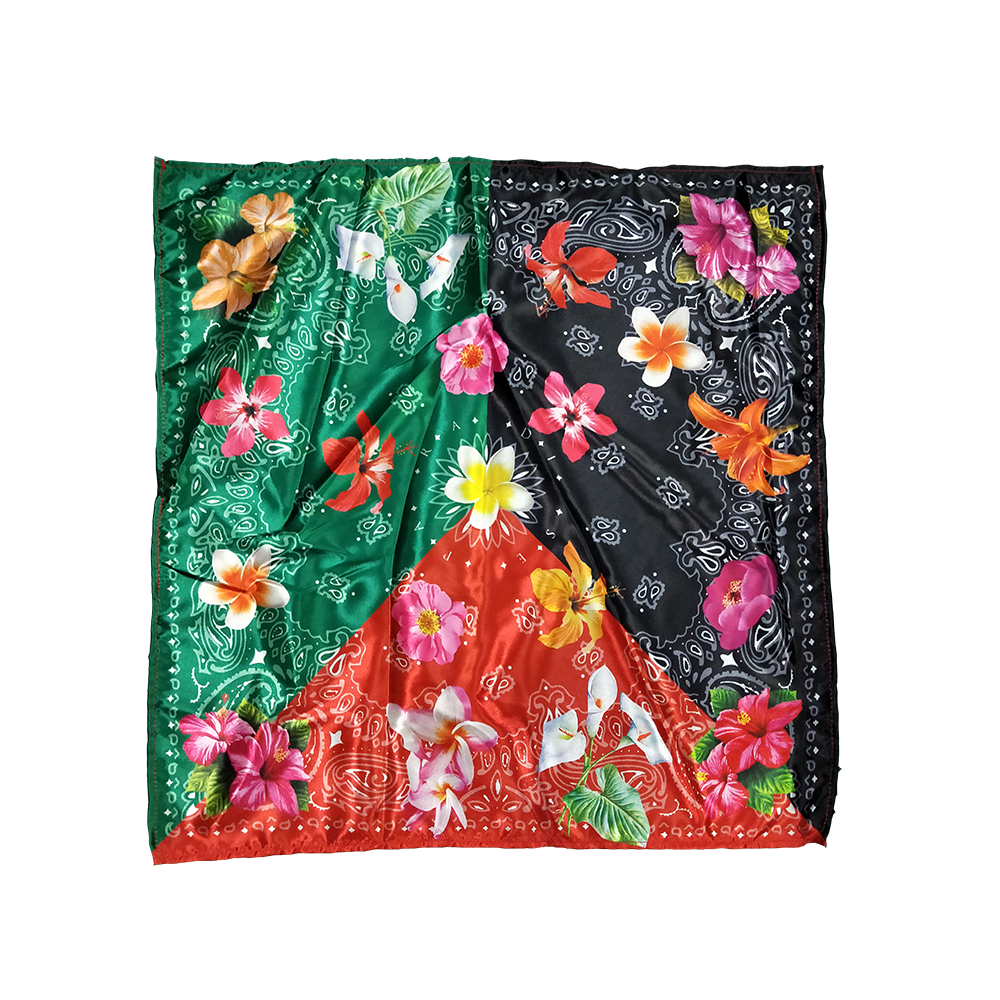 Satin Polyester Square Bandana Luxury Long Silk Head Scarf Custom Logo Printing Silk Hair Scarf Custom Silk Scarf