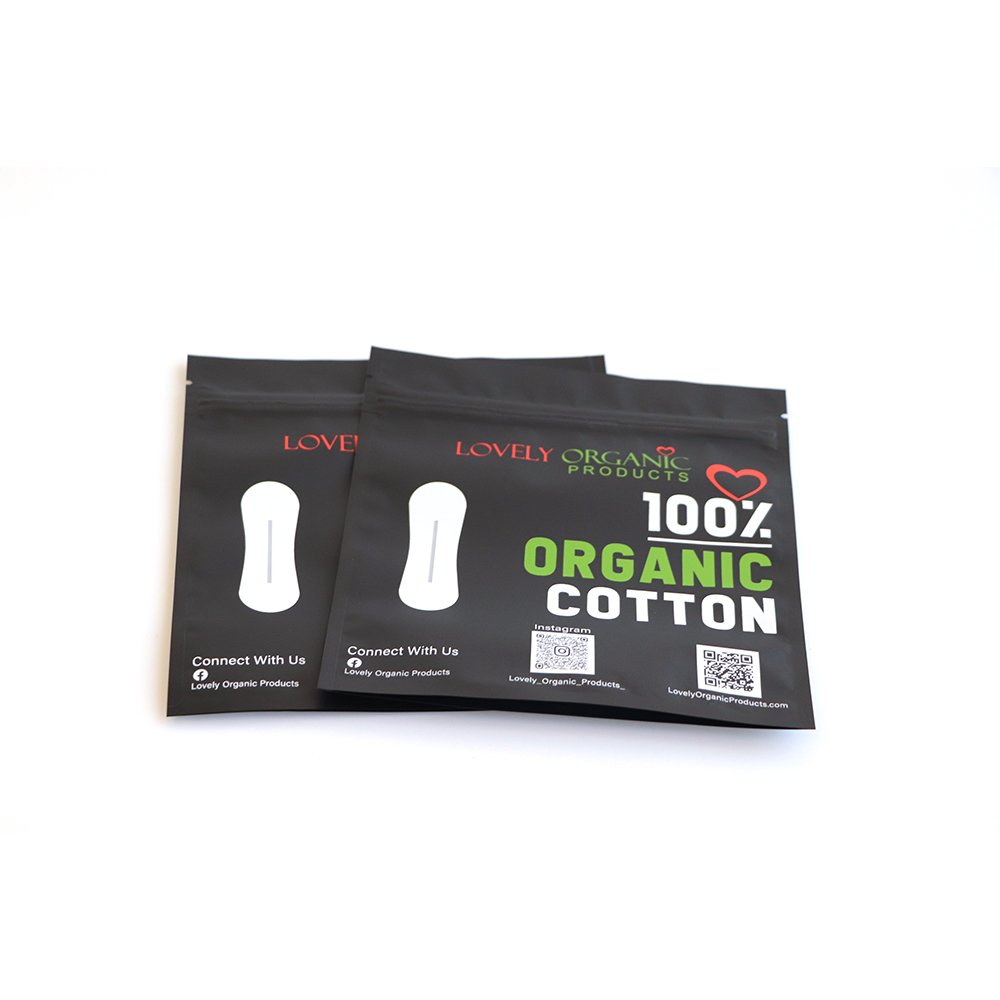 Lady Custom Printed Menstrual Pad packaging logo packaged zip lock bag standing up pouch for sanitary pads