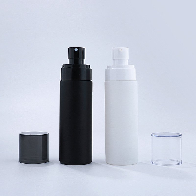 FTS 100ml White Glass Cylindrical Bottle Essence Lotion Bottle Matte Black Spray Bottle
