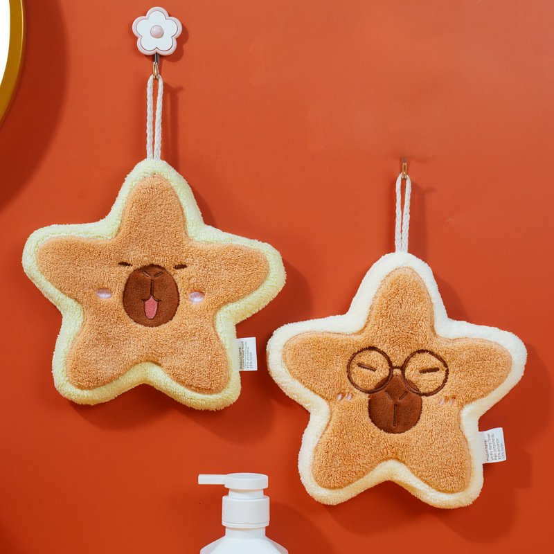 Custom Star Style Kapibala Hand Towel Thickened Coral Velvet Fleece Water Absorbing Embroidery Children Towels Handkerchiefs