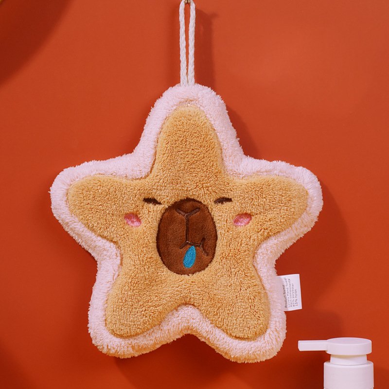 Custom Star Style Kapibala Hand Towel Thickened Coral Velvet Fleece Water Absorbing Embroidery Children Towels Handkerchiefs