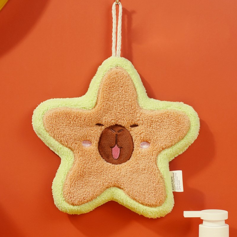 Custom Star Style Kapibala Hand Towel Thickened Coral Velvet Fleece Water Absorbing Embroidery Children Towels Handkerchiefs