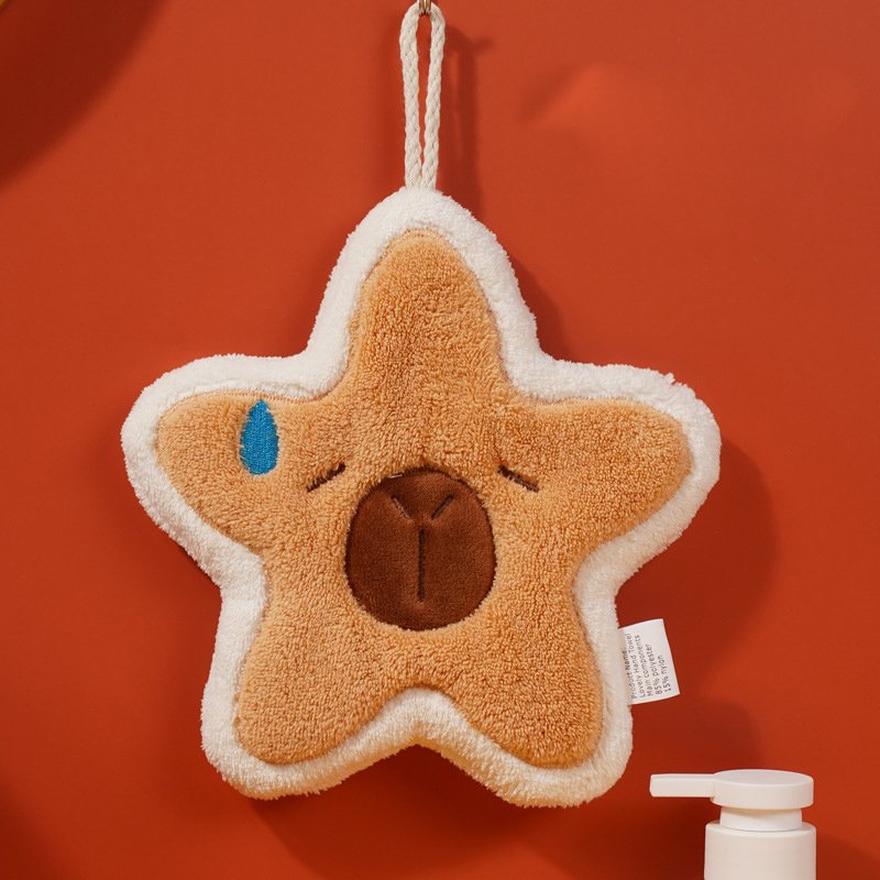 Custom Star Style Kapibala Hand Towel Thickened Coral Velvet Fleece Water Absorbing Embroidery Children Towels Handkerchiefs
