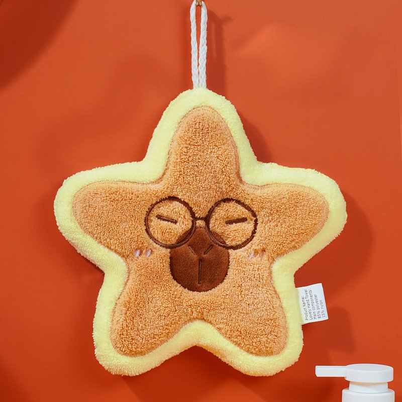 Custom Star Style Kapibala Hand Towel Thickened Coral Velvet Fleece Water Absorbing Embroidery Children Towels Handkerchiefs