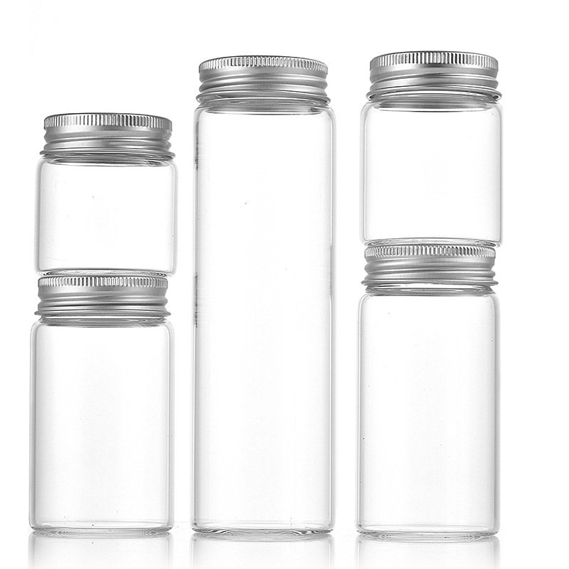 Hot Selling 47mm Diameter High Borosilicate Glass Tube Pull Tube Glass Bottle with Silver Screw Cap