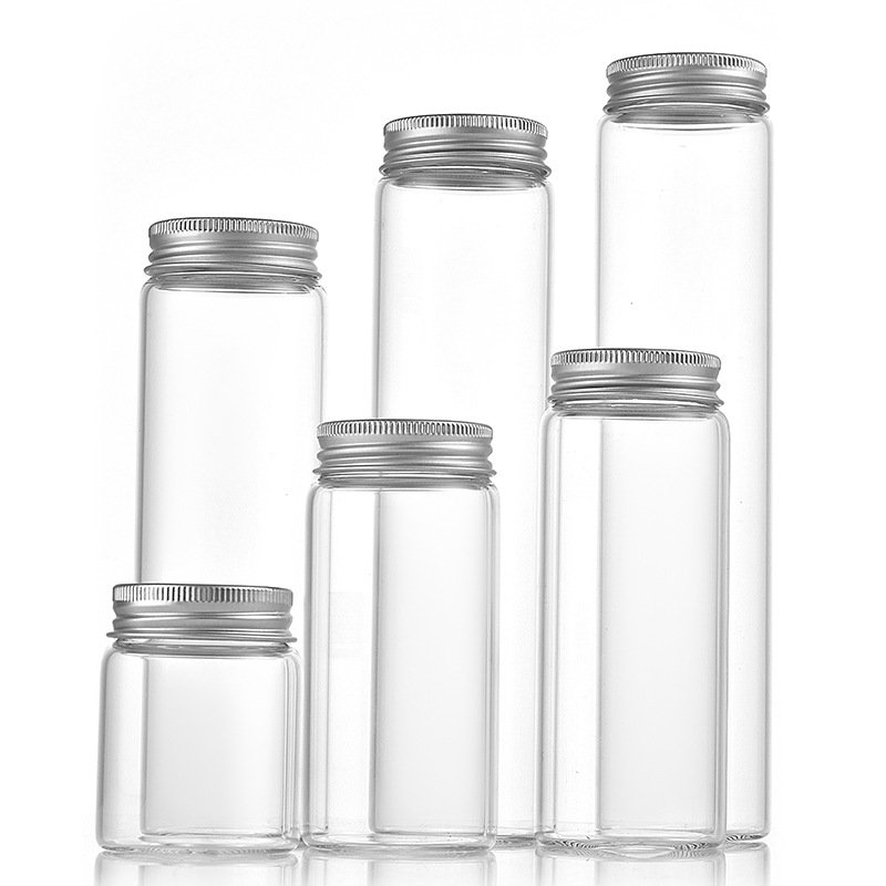 Hot Selling 47mm Diameter High Borosilicate Glass Tube Pull Tube Glass Bottle with Silver Screw Cap