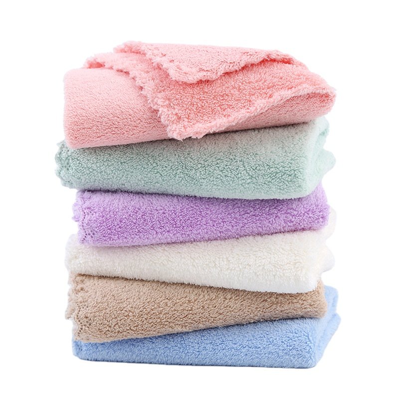 Wholesale Customized Ultra-Fine Fiber Coral Velvet Square Towels Solid Color Baby Handkerchiefs Home Cleaning Handkerchiefs