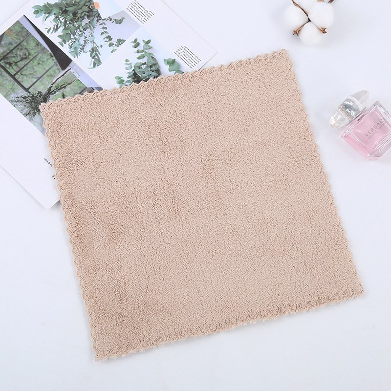 Wholesale Customized Ultra-Fine Fiber Coral Velvet Square Towels Solid Color Baby Handkerchiefs Home Cleaning Handkerchiefs
