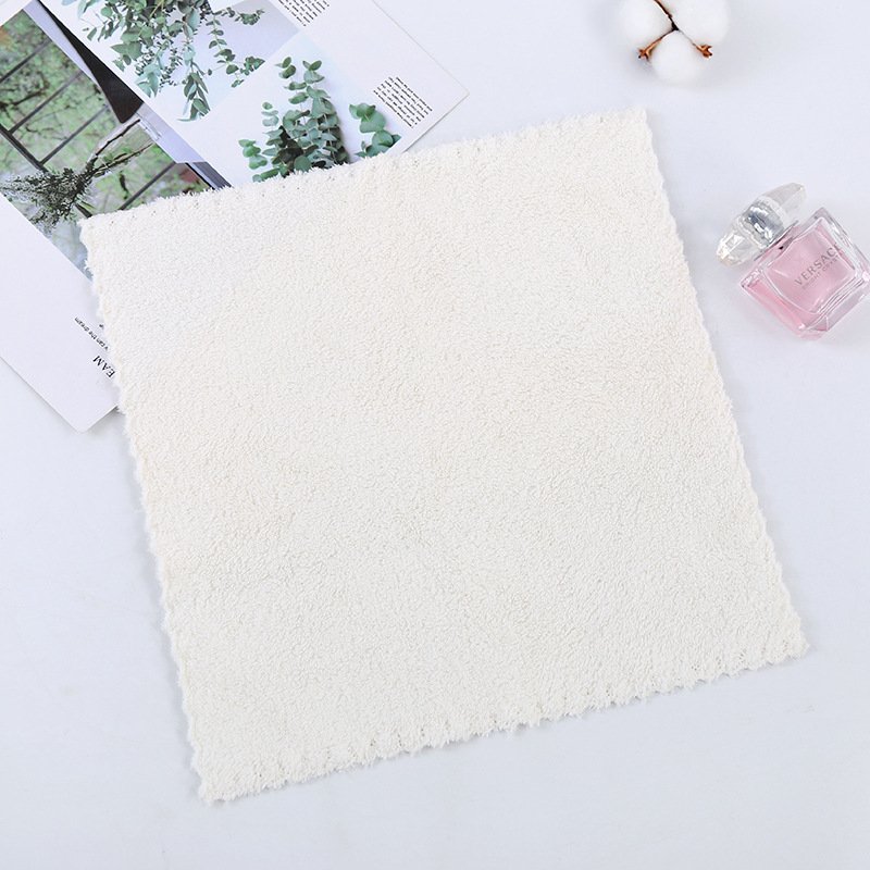 Wholesale Customized Ultra-Fine Fiber Coral Velvet Square Towels Solid Color Baby Handkerchiefs Home Cleaning Handkerchiefs