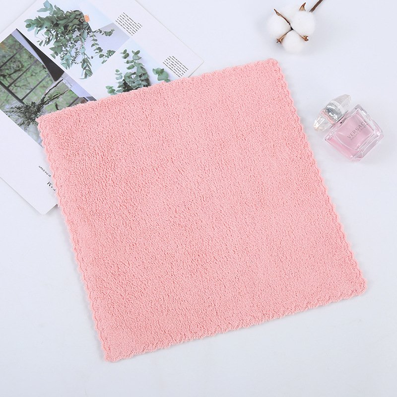 Wholesale Customized Ultra-Fine Fiber Coral Velvet Square Towels Solid Color Baby Handkerchiefs Home Cleaning Handkerchiefs