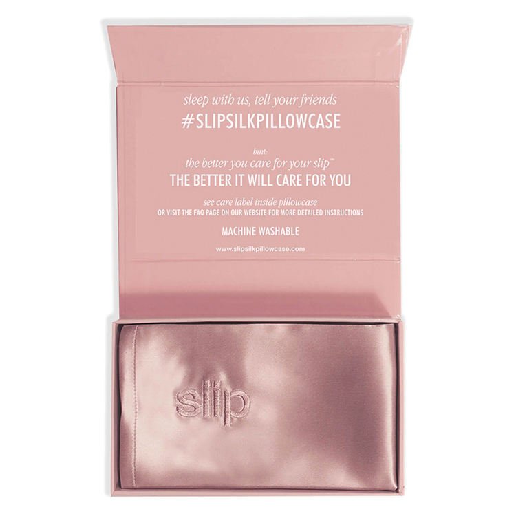 Custom logo silk pillow case product personal care paperpackaging pink magnetic box