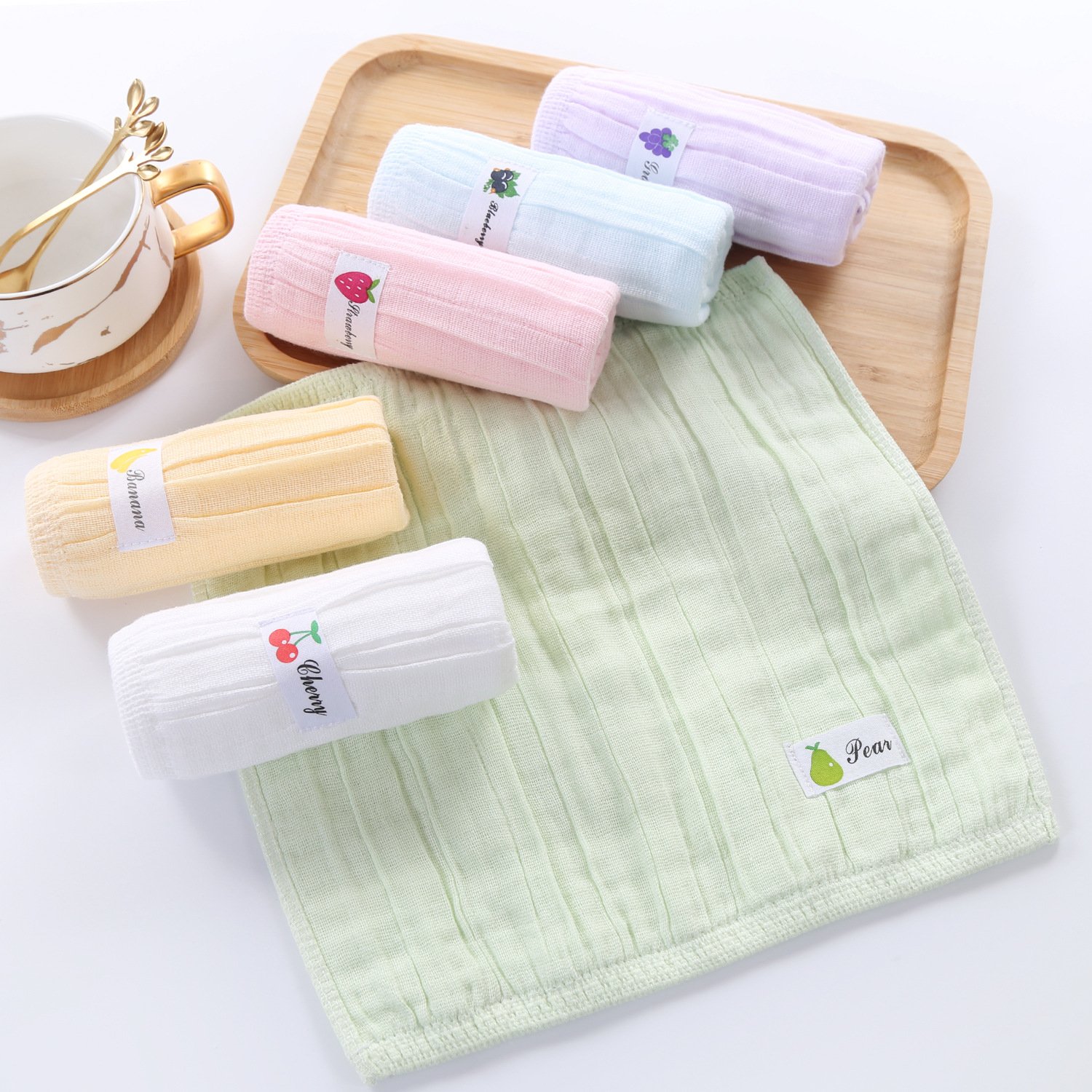 Whosale Soft Baby 100% Cotton Handkerchief Cotton Burp Cloth Absorbent Gauze Kindergarten Washcloth Baby Towel