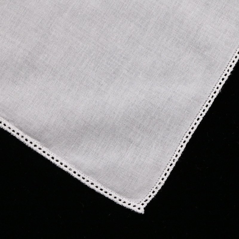 Wholesale Custom crochet handkerchief Soft Cotton White Ladies Hankies Womens Lace Handkerchiefs with Hollow Lace Border