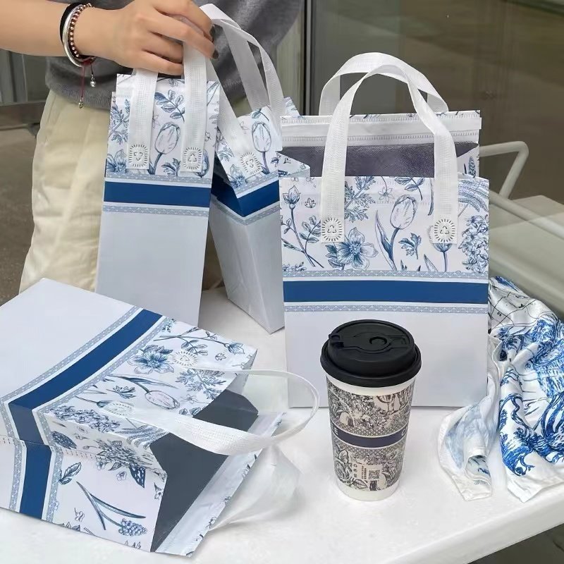 custom logo large size food shopping take away fresh bag
