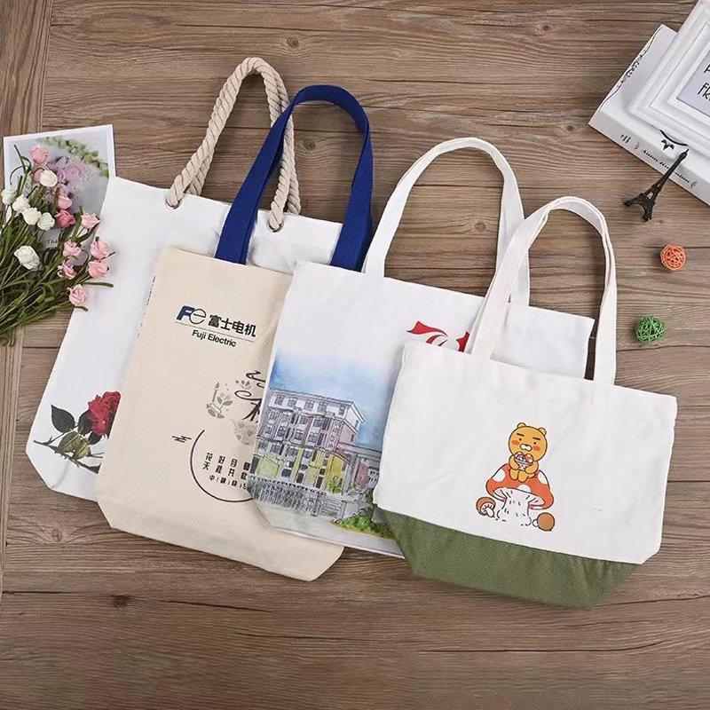 Wholesale high quality plain organic reusable fashionable custom design print cotton canvas tote bag shopping bag