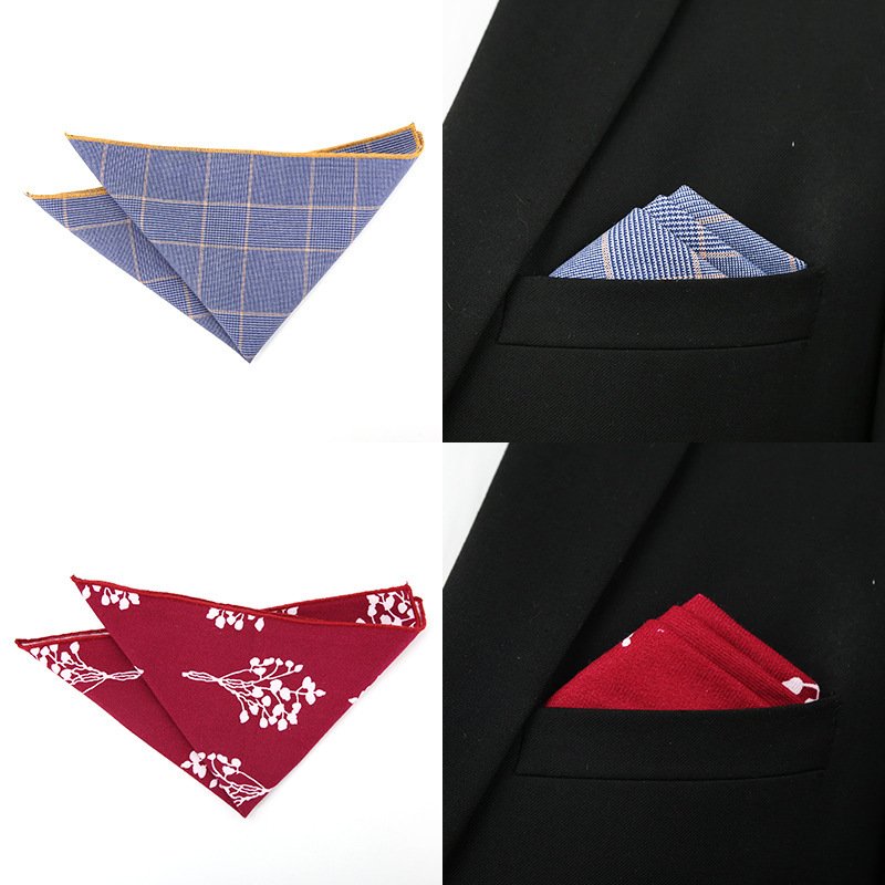 Wholesale High Quality fancy Flower Design Handkerchief in stock Cotton Men Pocket Square Handkerchief