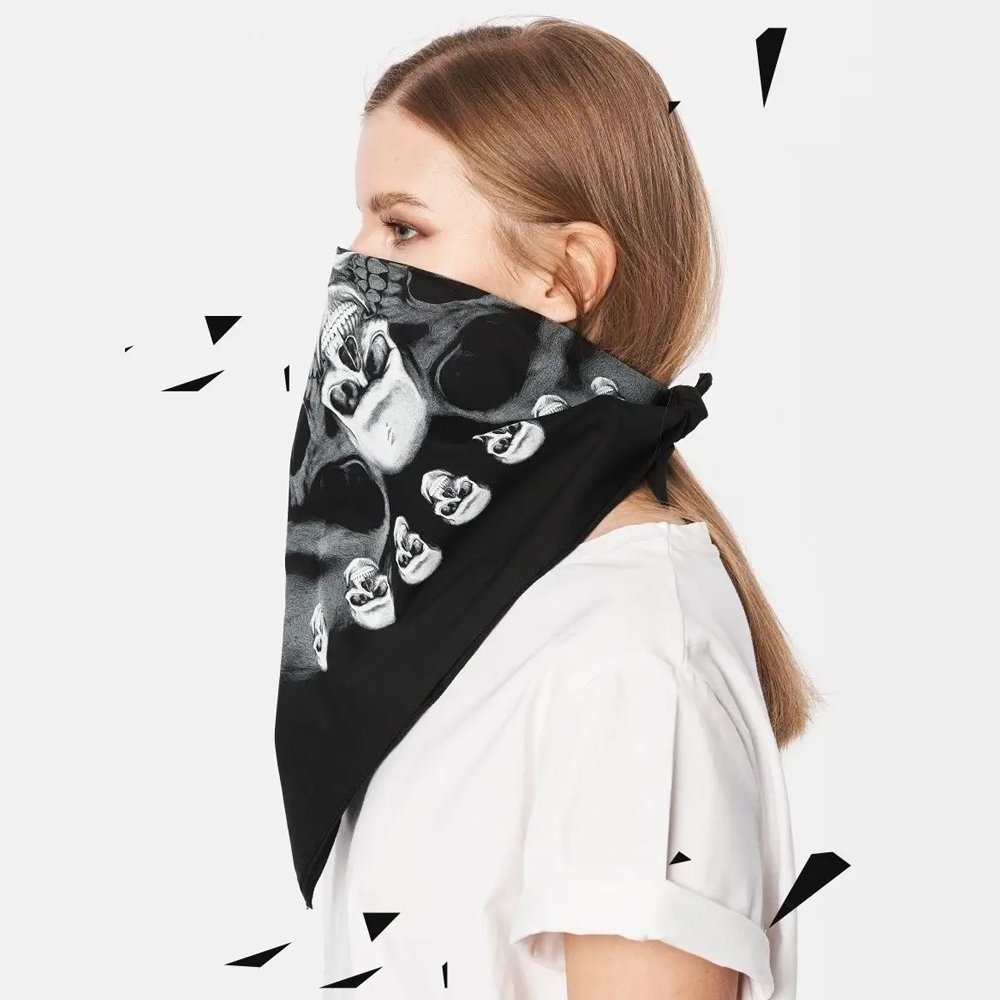 Custom New Personality Skull Pattern Square Scarf Outdoor Ride Hip Hop Halloween Pie Face Towel Preferred Bandana Handkerchief