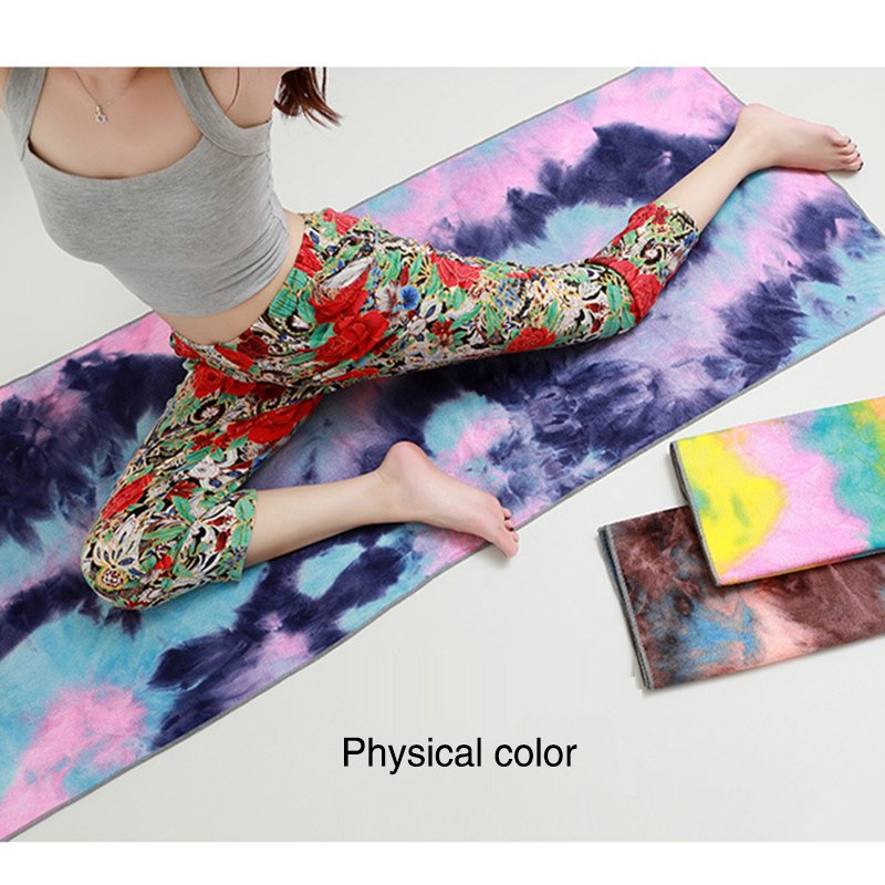 Environmentally friendly high-quality customized anti slip tie dye printed ultra-fine fiber yoga mat towel