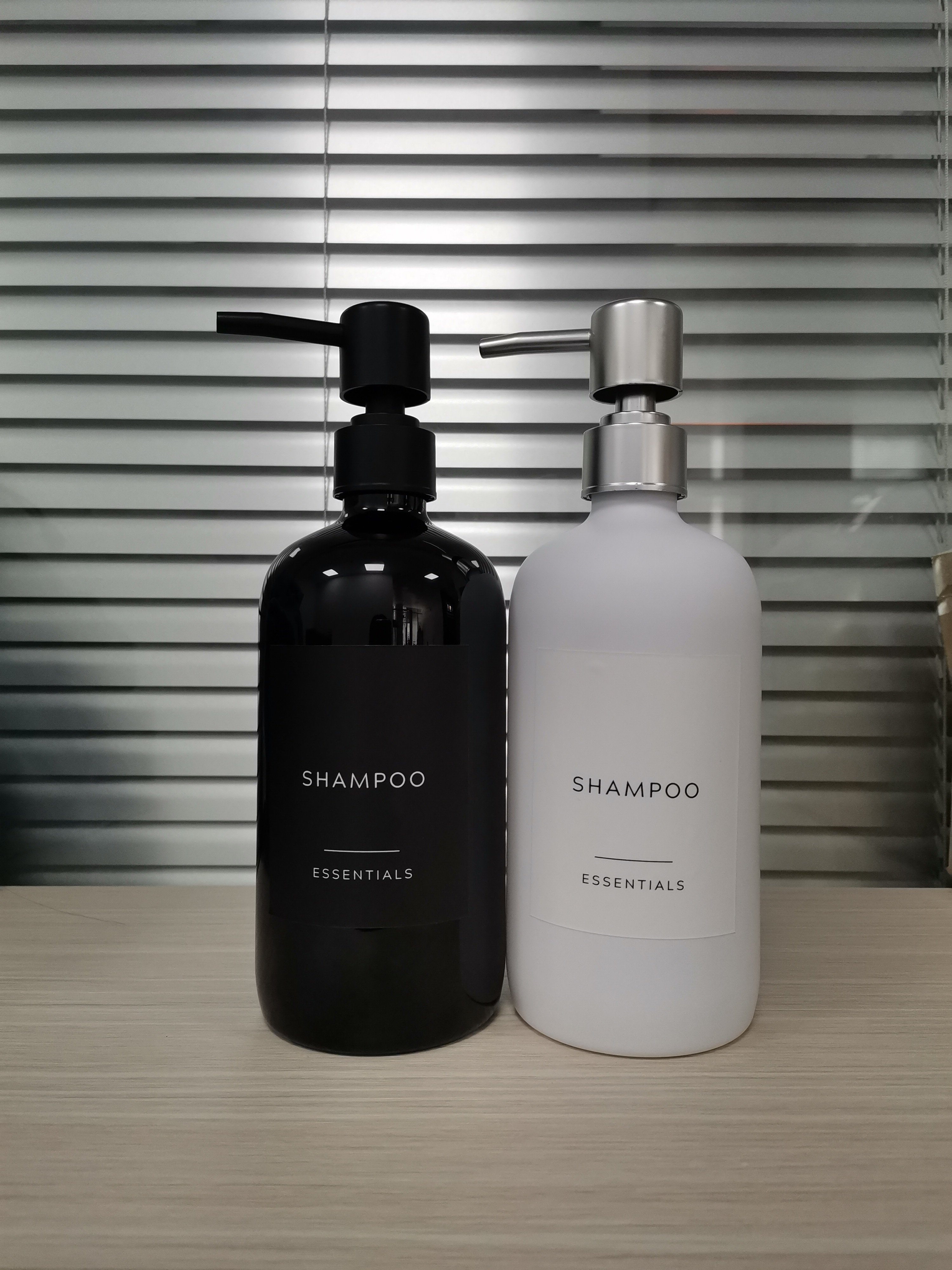 600ml 21OZ PET Glossy Black cylinder round PET plastic bottle with pump, body wash shampoo conditioner bottle dimensions