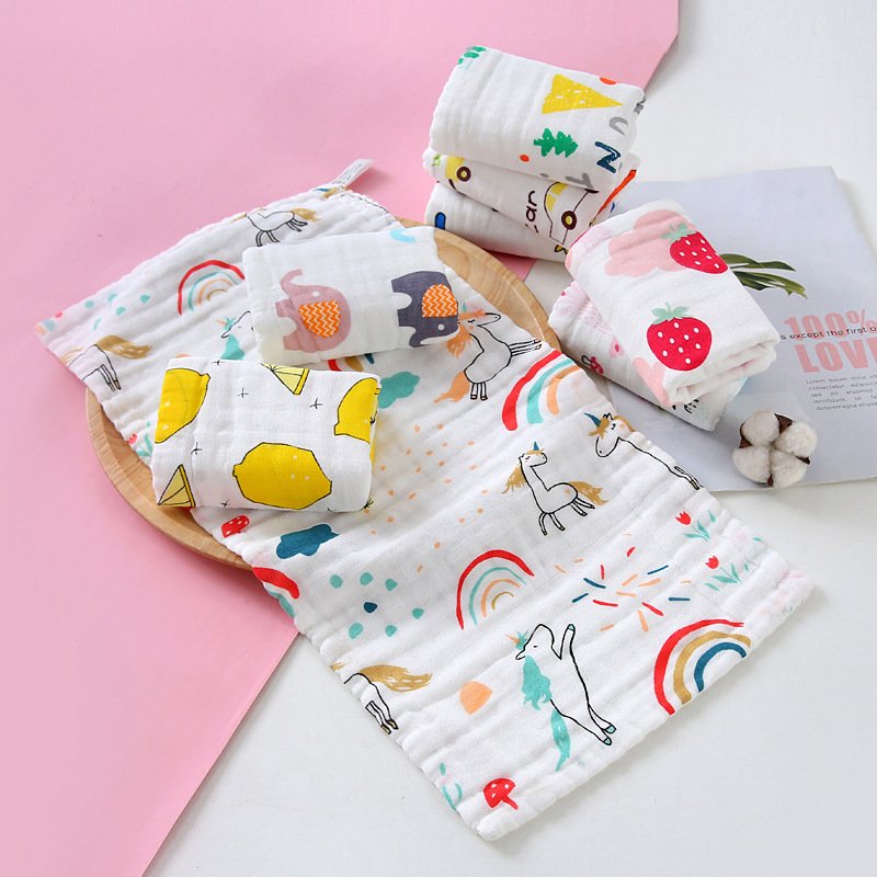 Baby Saliva Towel Cotton Six Layer High Density Gauze Children's Handkerchief Square Towel Baby Feeding Face Washing Towel