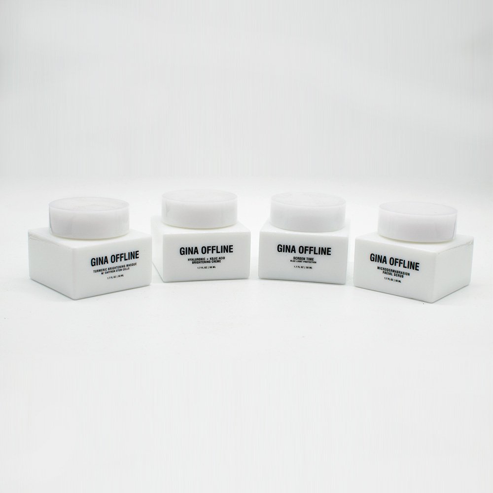 Luxury Square Empty Glass Skincare Jar And Pump Bottle Cosmetic Packaging Set