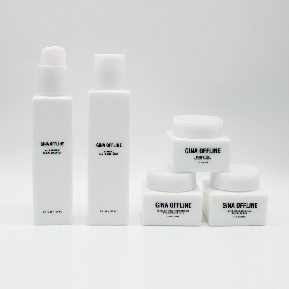 Luxury Square Empty Glass Skincare Jar And Pump Bottle Cosmetic Packaging Set