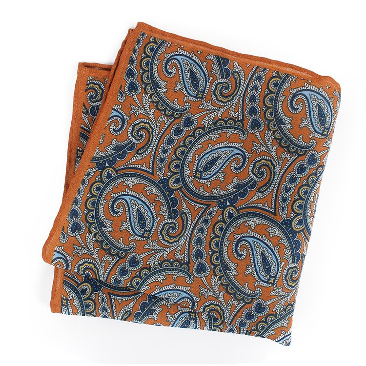 Dacheng Manufacture Paisley Printed Pocket Square Linen Mens Handkerchief