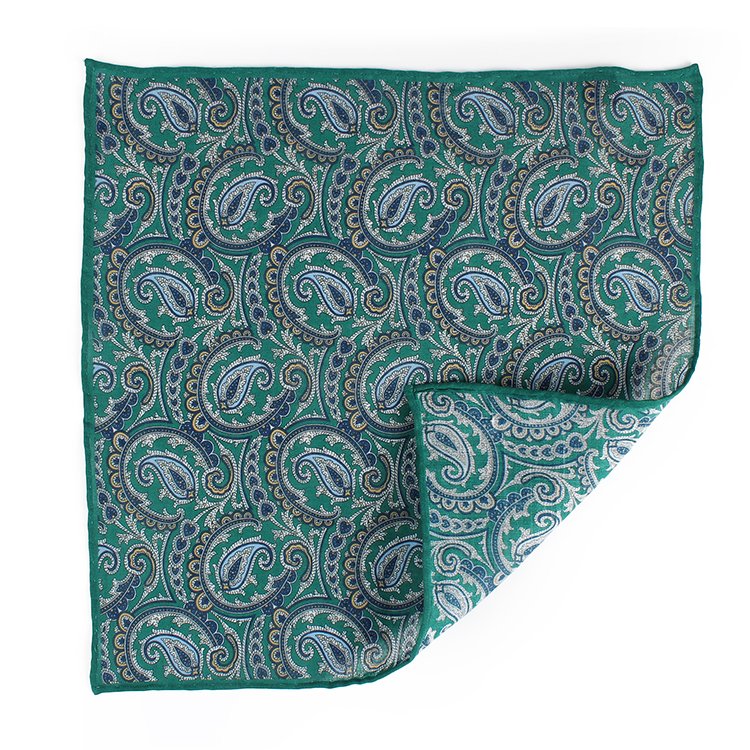 Dacheng Manufacture Paisley Printed Pocket Square Linen Mens Handkerchief