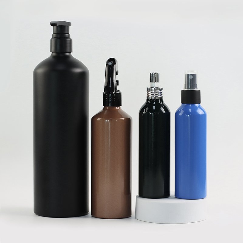Luxury Wholesale eco-friendly special shoulder refillable aluminum perfume shampoo lotion cosmetic spray bottle