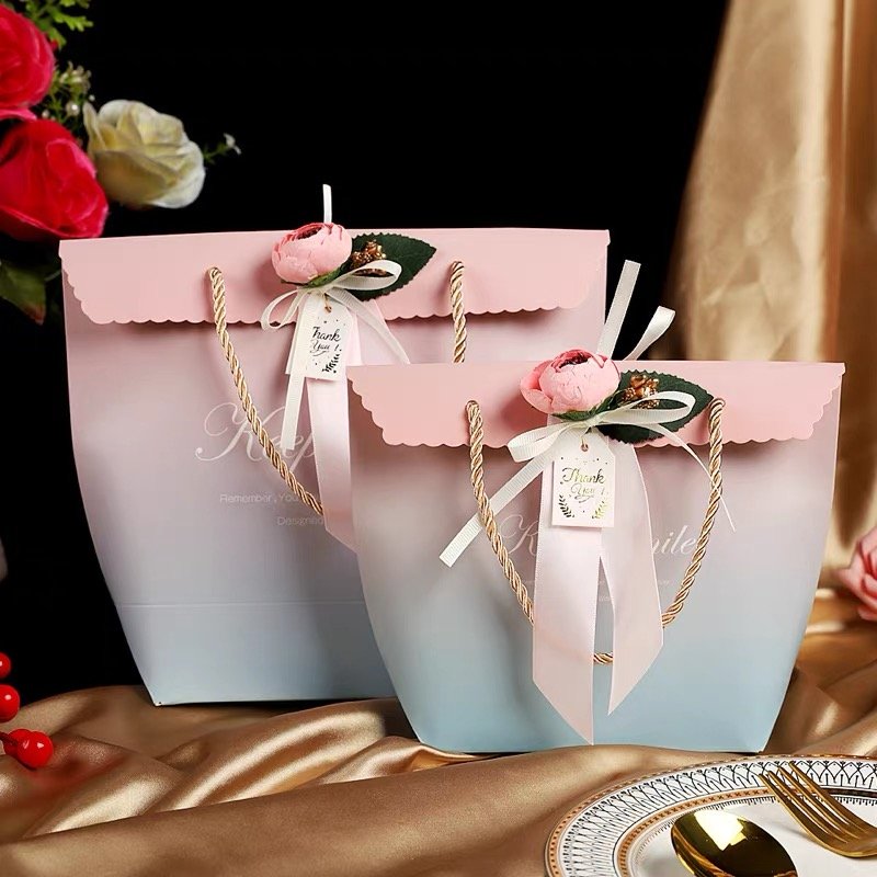Custom Printed Handled Paper Bags Wedding Gift Paper Box and Paper Bag