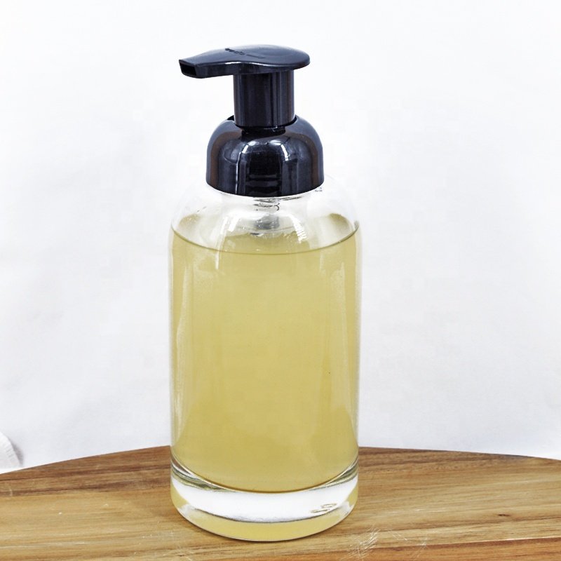 250ml Frosted shampoo bottles emulsion cosmetic glass hand soap dispenser glass foam bottle with pump