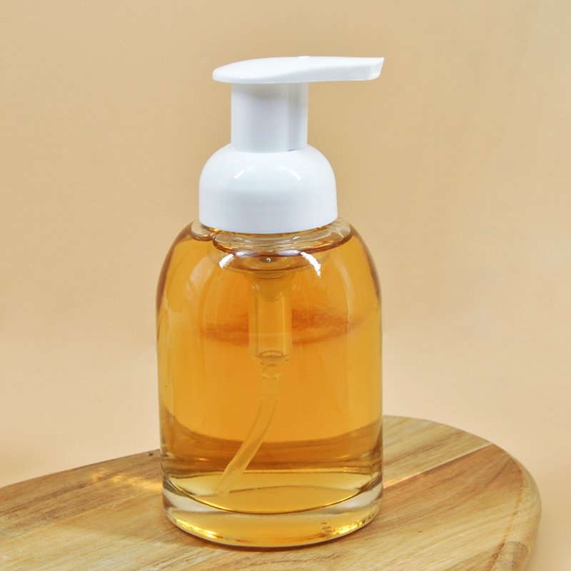 250ml Frosted shampoo bottles emulsion cosmetic glass hand soap dispenser glass foam bottle with pump