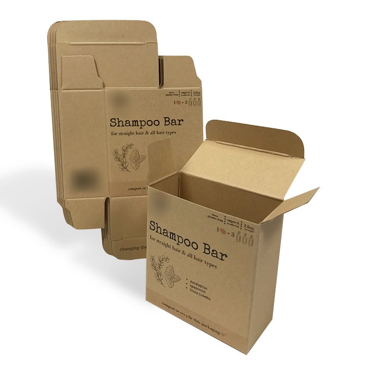 Small Shampoo Bar Soap Cartons for Skin Care Brownie Kraft Paper Cardboard Tuck End Boxes with Custom Logo for Soap Packaging