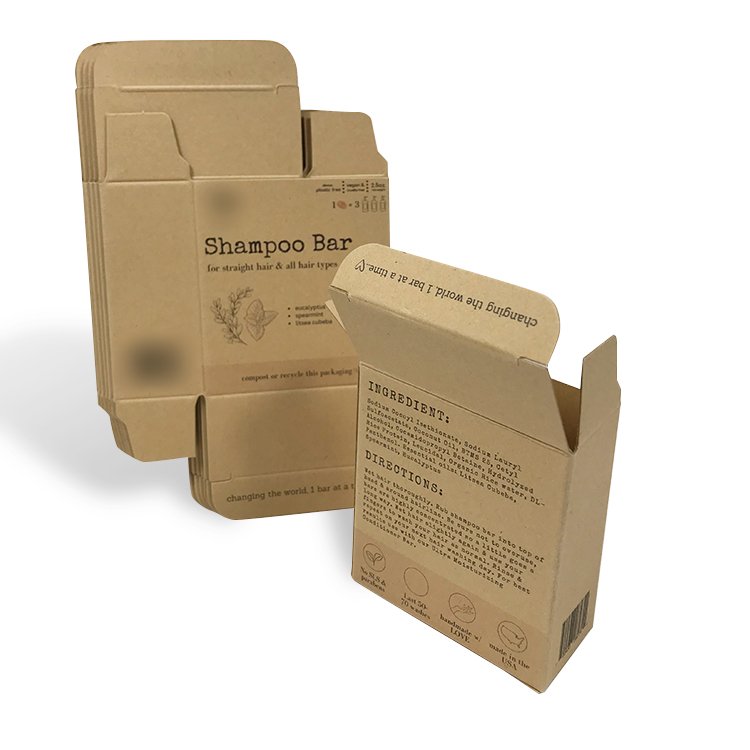 Small Shampoo Bar Soap Cartons for Skin Care Brownie Kraft Paper Cardboard Tuck End Boxes with Custom Logo for Soap Packaging