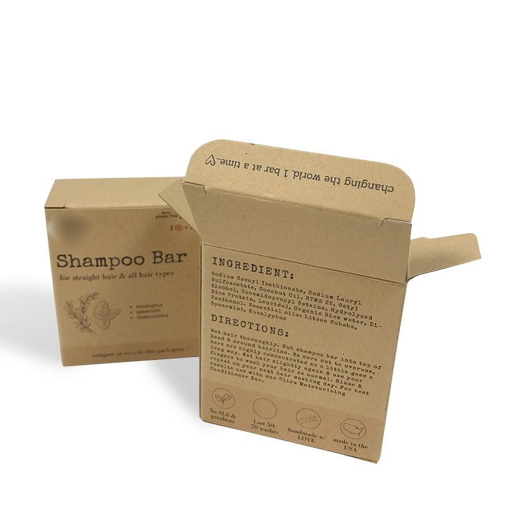 Small Shampoo Bar Soap Cartons for Skin Care Brownie Kraft Paper Cardboard Tuck End Boxes with Custom Logo for Soap Packaging