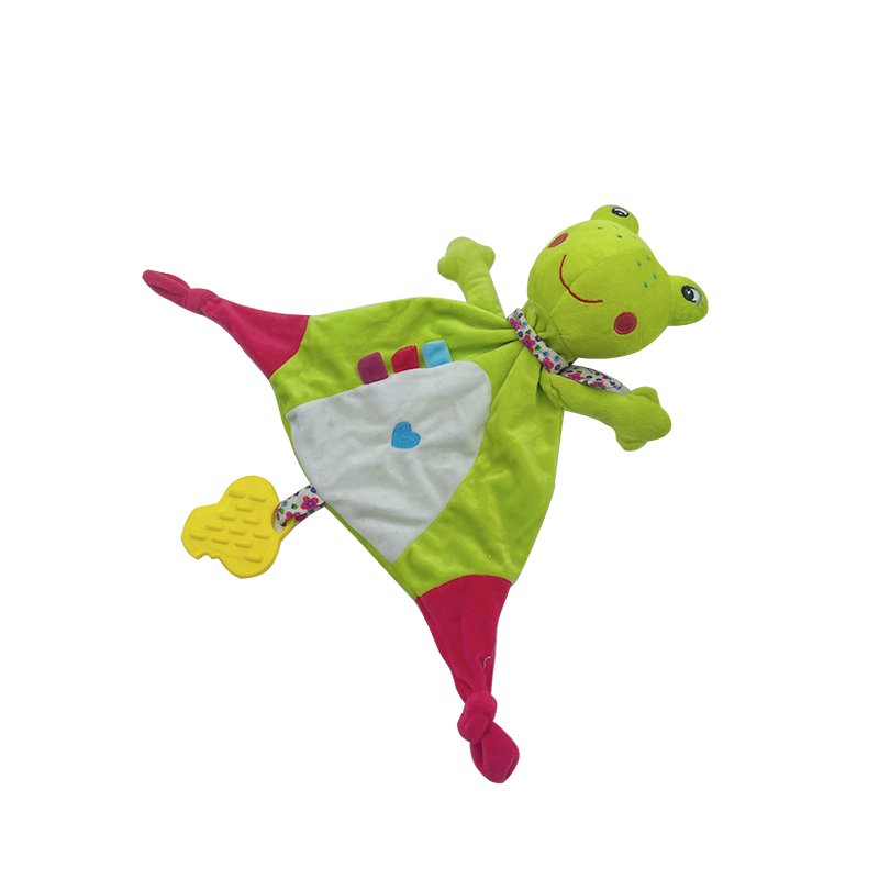 2024 New Cute Portable Customized Green Frog Handkerchief Plush Animal Toys For Babies