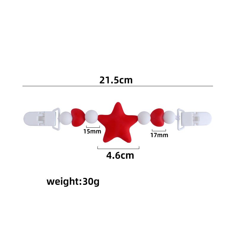 Baby cartoon big star pacifier chain handkerchief clip, baby soothing silicone grinding toy plastic double head clip