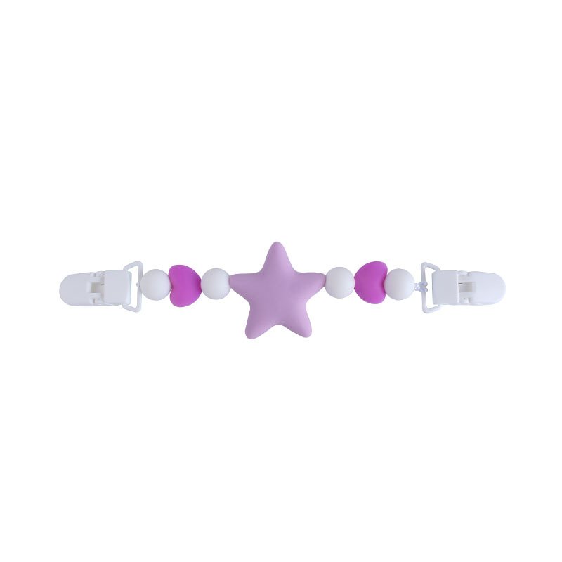 Baby cartoon big star pacifier chain handkerchief clip, baby soothing silicone grinding toy plastic double head clip