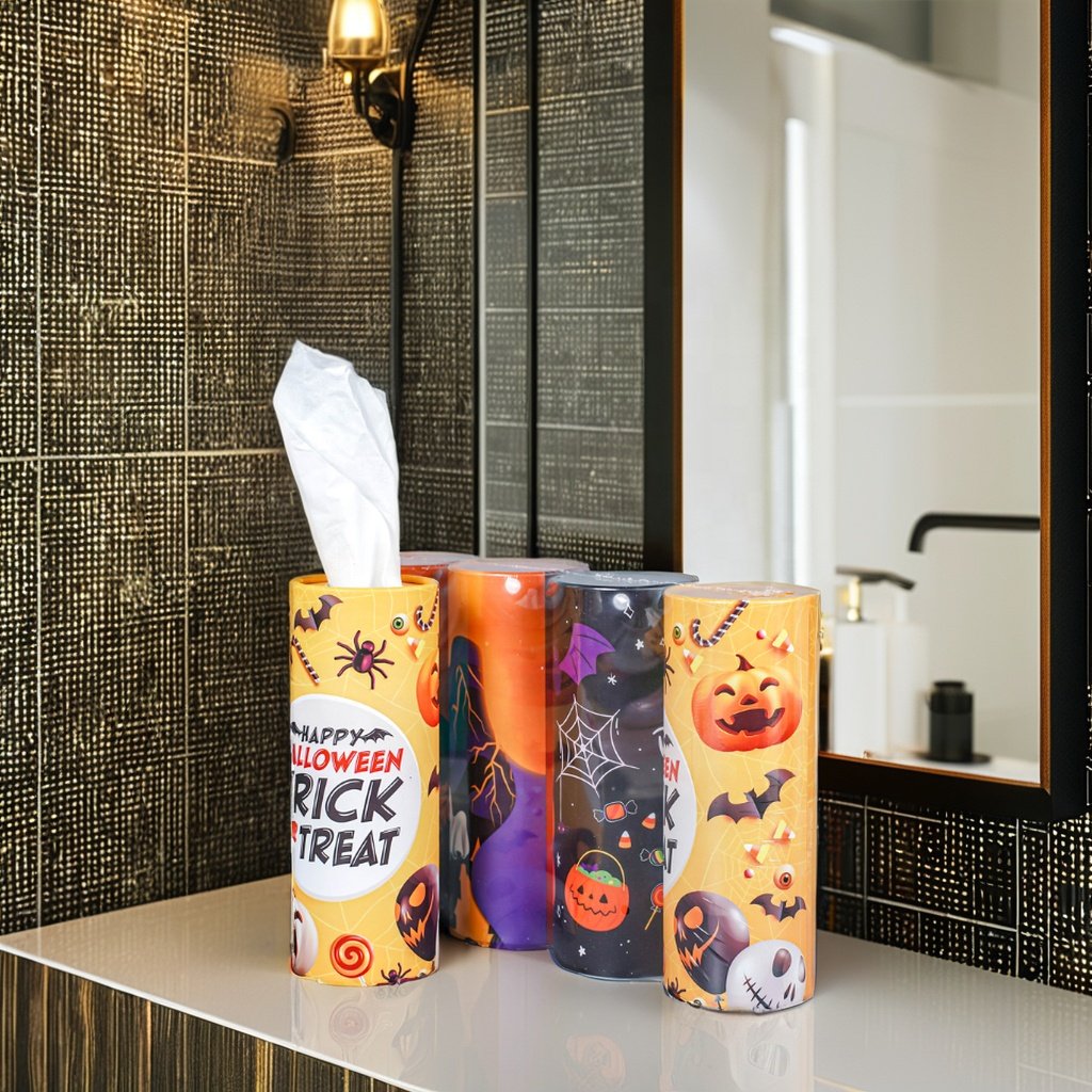 Custom Soft Cotton round tube Tissues Box for Car Innovative Facial Clean Tissue Tube Packaging with Logo Cylinder tube Tissue
