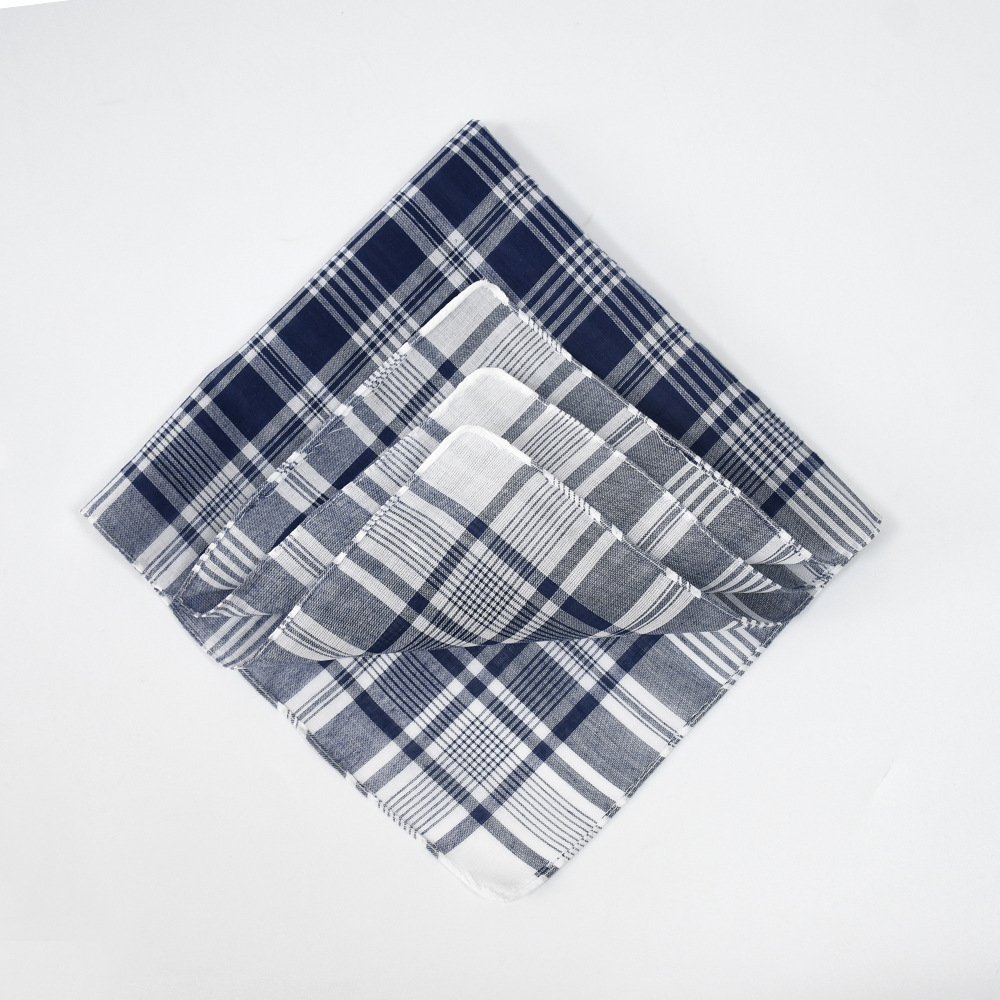 Latest design pure cotton men's pocket square handkerchief 60 * 60cm striped checkered square scarf