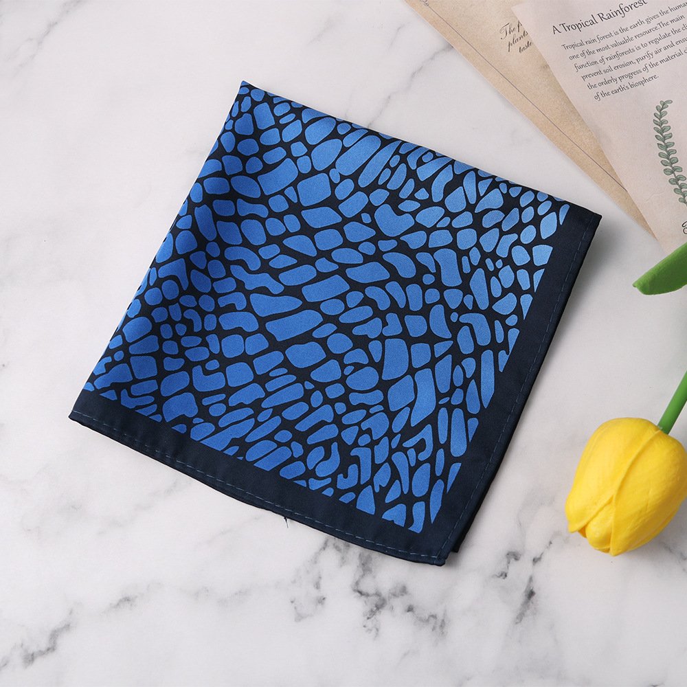 2024 New design single-sided printed cracked leopard print 30cm handkerchief color-changing gradient polyester pocket square