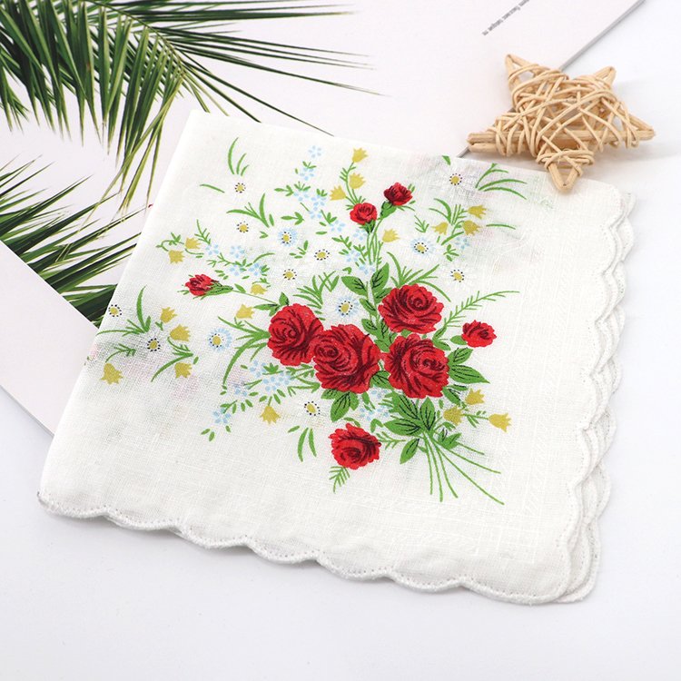 Trendy style cheap floral flower printed cotton women soft handkerchief