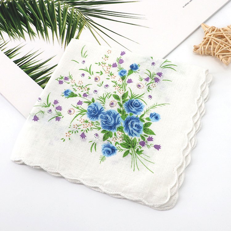 Trendy style cheap floral flower printed cotton women soft handkerchief